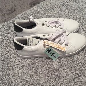 White and Black Leather Sneakers